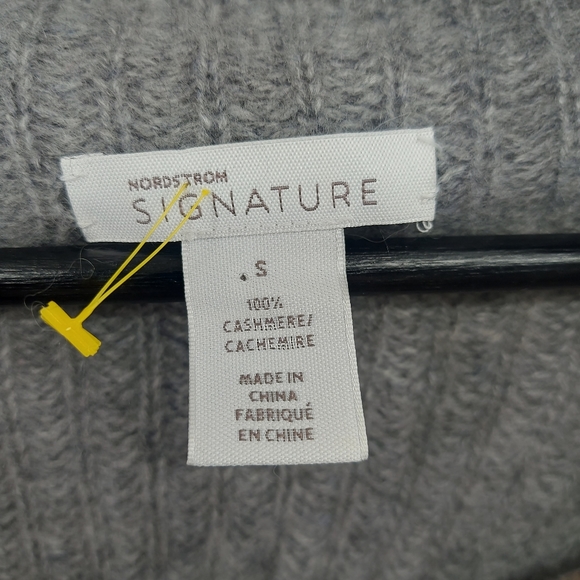 Nordstrom Signature Cashmere Colorblock Cowlneck Sweater Oversized Small - Picture 2 of 8